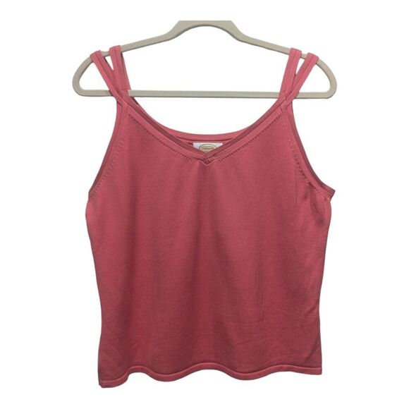 Vintage Talbots Coral Pink Stretch Silk Double Woven Strap Tank Top, LP - Picture 1 of 5